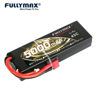 van de de Autobatterij 5000mah 45C van 2S Lipo Rc van het het Lithiumpolymeer de Batterij 7.4v