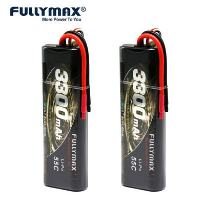 55C 2S1P 7.4V 2s 3300mah Lipo 2-cel Rc-batterij 7.4v automodellen ronde harde koffer