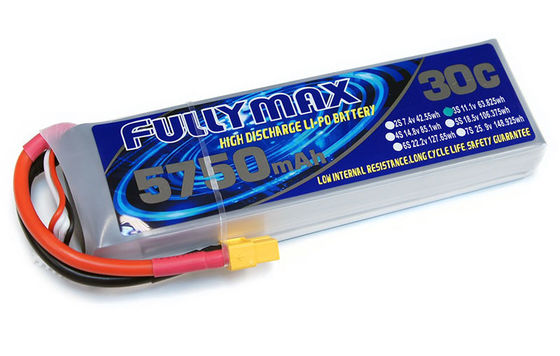 De Batterijpak 30C 5750mAh 3S 11.1V van FULLYMAX LiPo met XT60-schakelaar voor RC-de helikopters van auto'src vliegtuigen RC