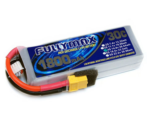 De Batterijpak 30C 1800mAh 4S 14.8V van FULLYMAX LiPo met XT60-Stop voor RC-auto'src vliegtuigen RC Heli