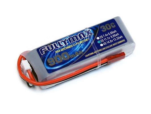 de Stop van de het Vliegtuigbatterij JST van 11.1V 3S 900mAh 30C LiPO RC voor Helikopter die FPV-Hommel rennen